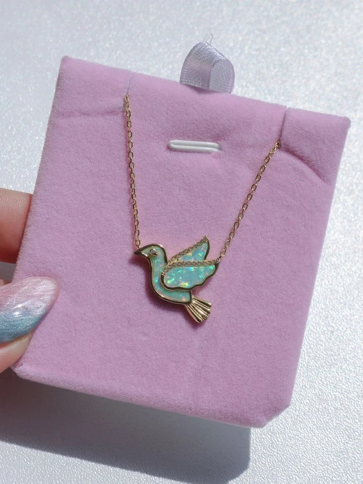 Opal Mockingbird 925 Silver Necklace