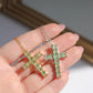 Green Stone Cross Necklace