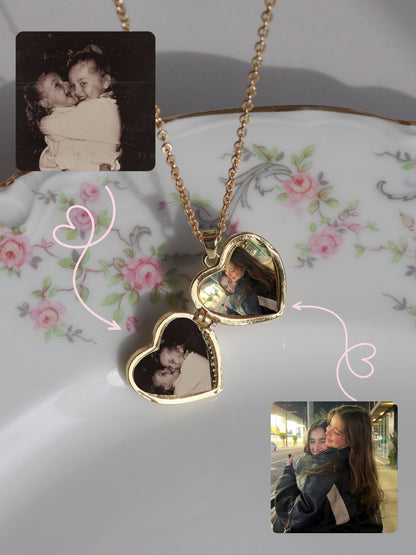 Purple Timeless Heart Personalized Photo Locket Necklace