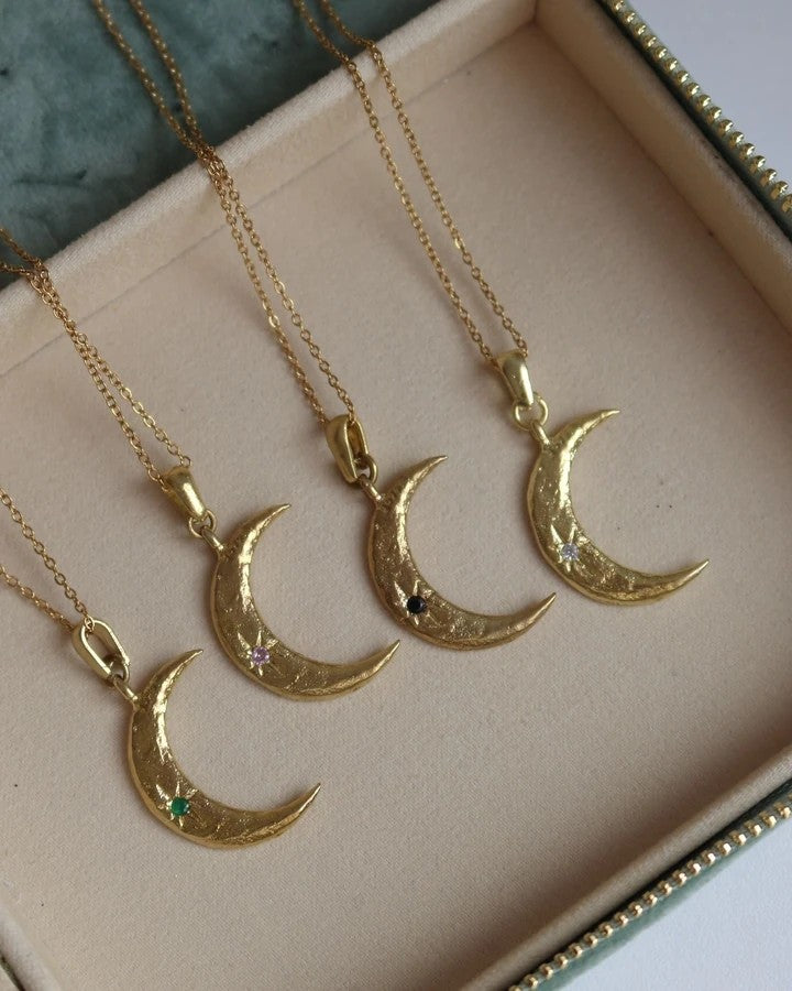 The Moon Necklace - Steel Chain