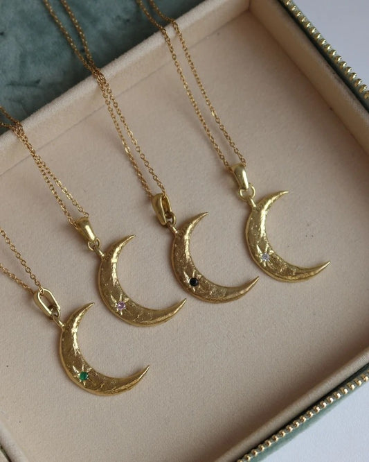 The Moon Necklace - Steel Chain