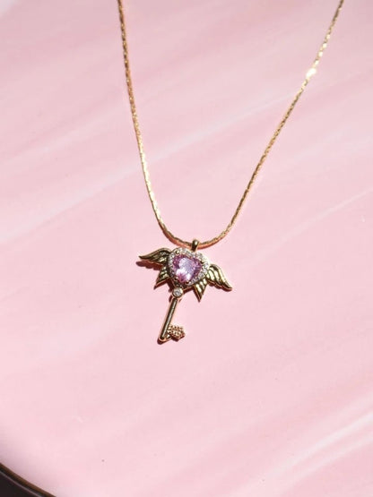 Sailor Moon Heart Wings Key Necklace