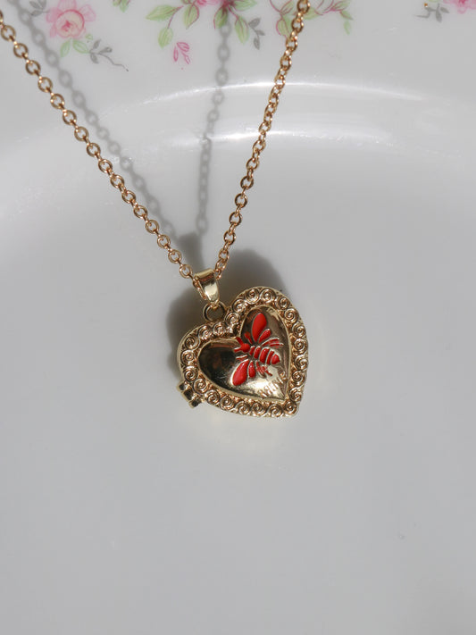 Red Bee Personalized Photo Locket Necklace