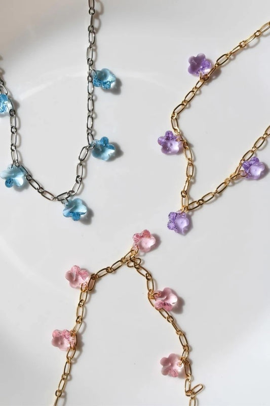 Lavender Blue, Rose Swarovski Daisy Necklace