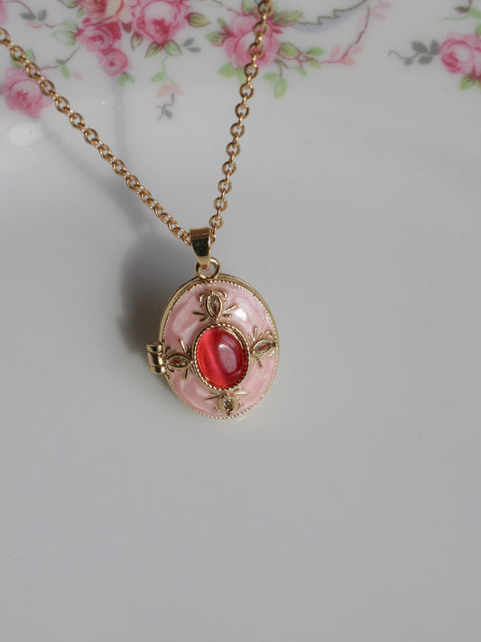 Pink Crimson Glow Personalized Photo Locket Necklace