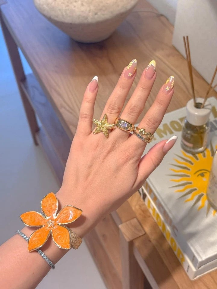 Orange Floral Grace Ring And Bracelet Set