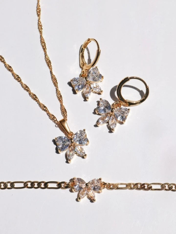 Perfect Ribbon Necklace - Earrings - Bracelet Set