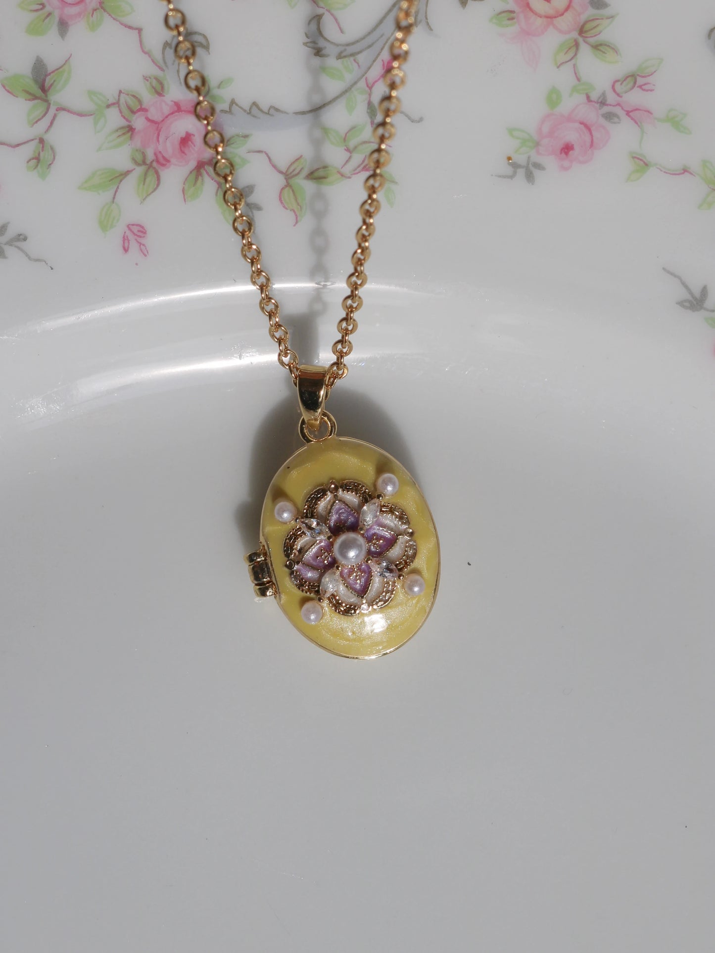 Yellow Buttercup Memories Personalized Photo Locket Necklace