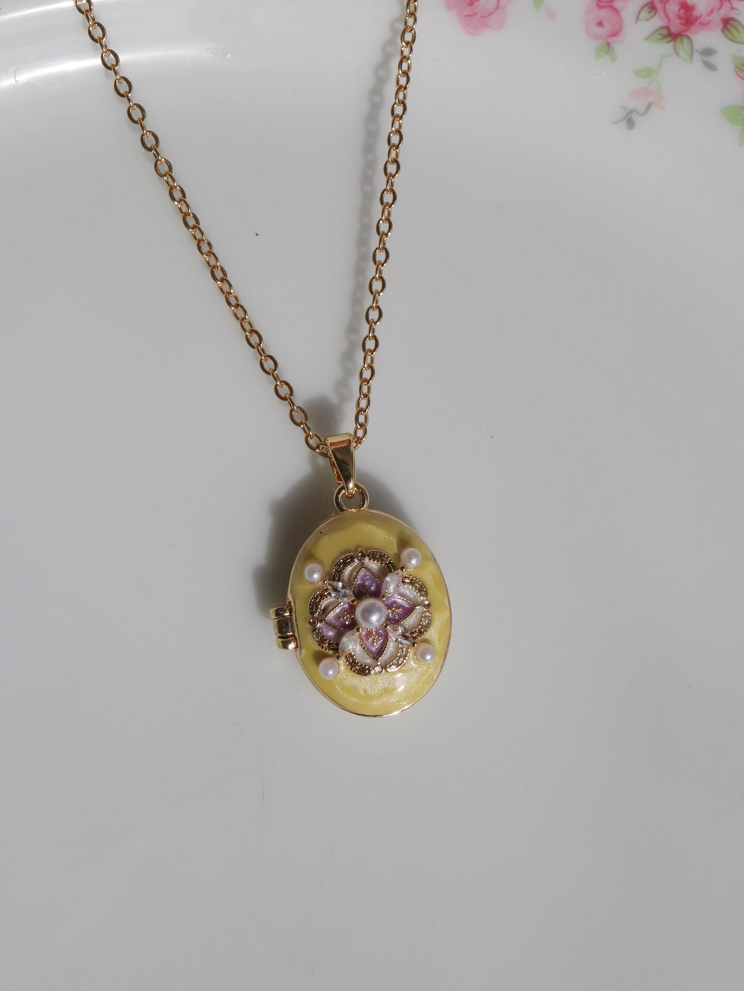 Yellow Buttercup Memories Personalized Photo Locket Necklace