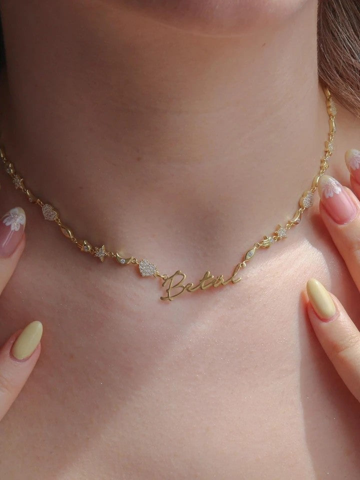 Fatimas Lovely Hand Personalized Name Necklace