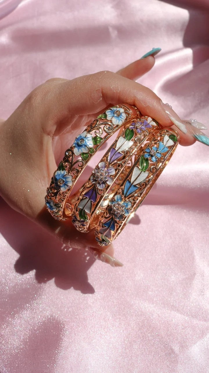 Enamel And Stone Flower Bracelet