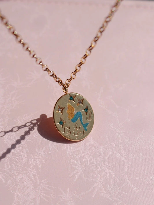 Vintage Luna Mermaid Steel Necklace