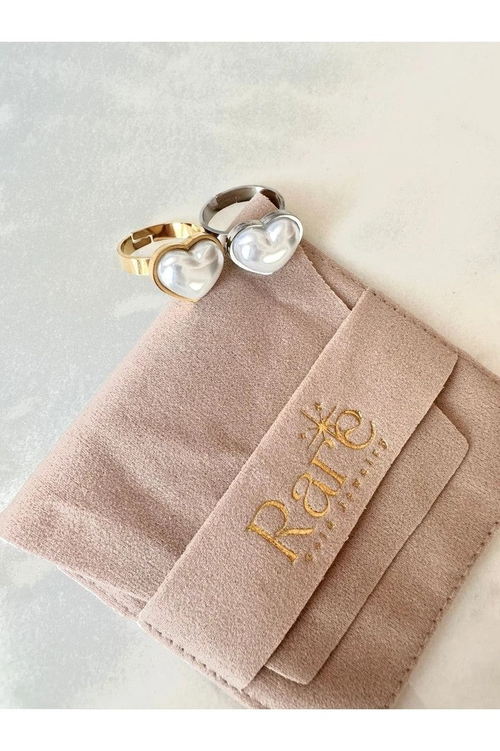 Heart Pearl Steel Ring