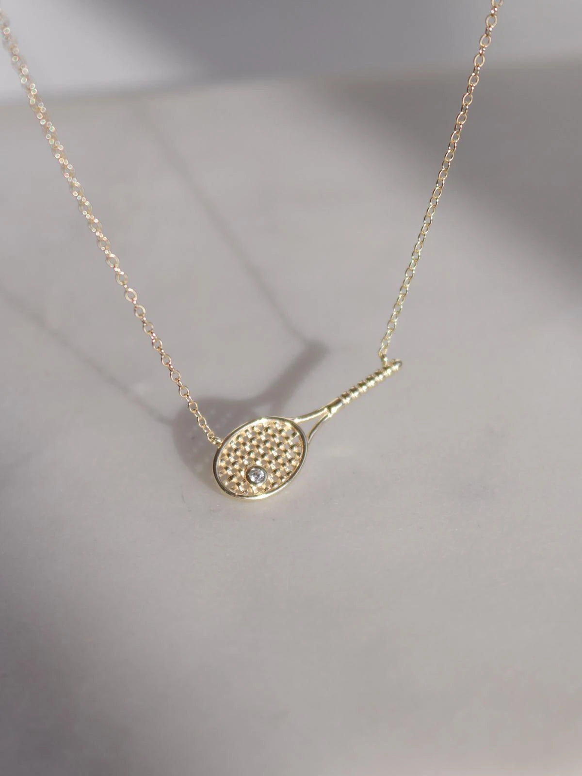 Tennis Racket 925 Silver Necklace
