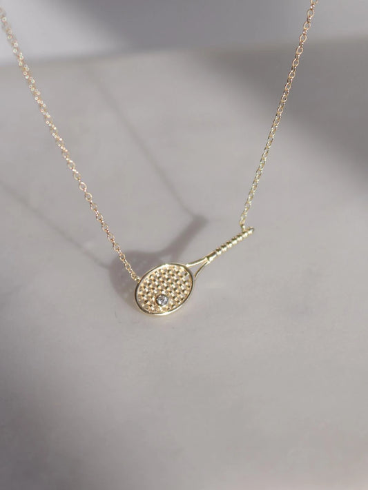 Tennis Racket 925 Silver Necklace