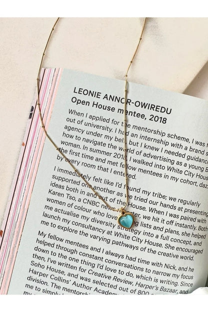 Ocean Blue Heart Necklace Steel - Gold