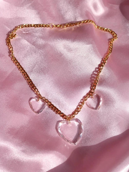 Transparent Swarovski 3-Piece Heart Necklace