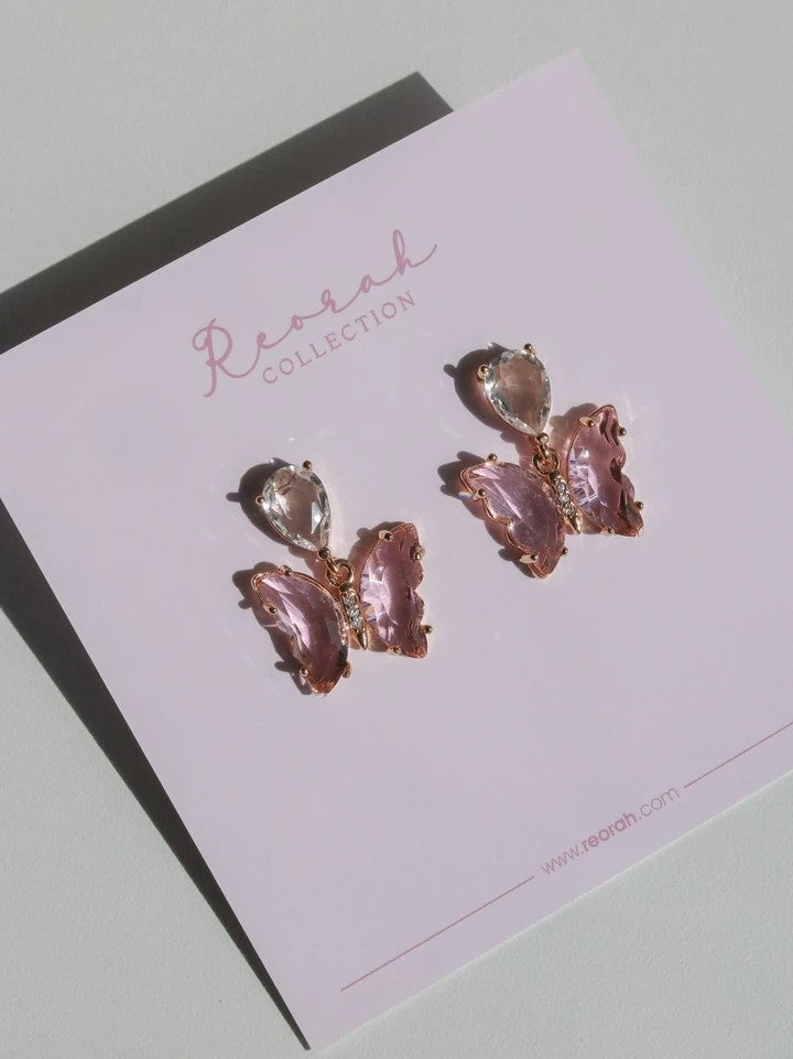 Pink Butterfly Earrings