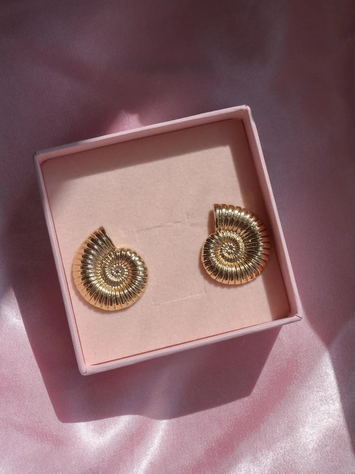 Golden Snail Shell Earring
