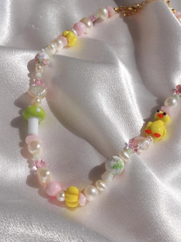 Ducky Mushroom Cute Pearl Necklace