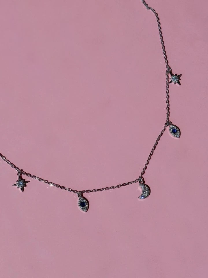 Five-Piece Evil Eye Necklace 925 Silver