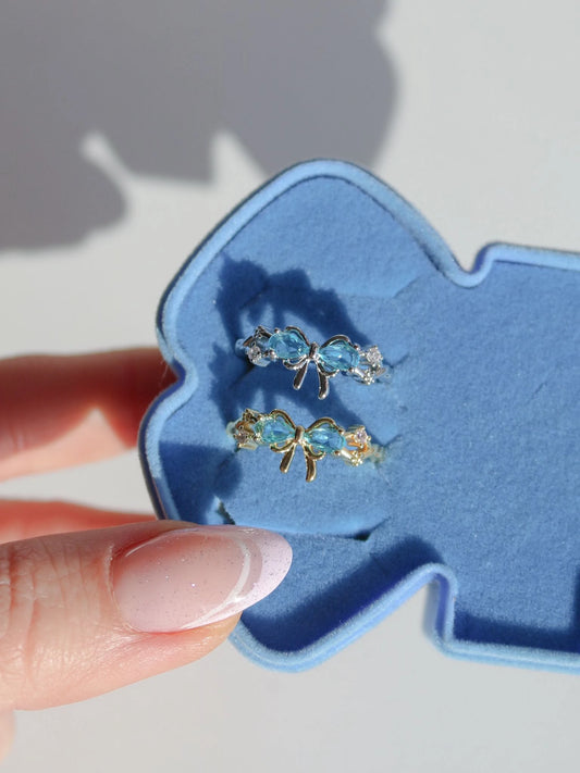 Blue Bow Shine Ring