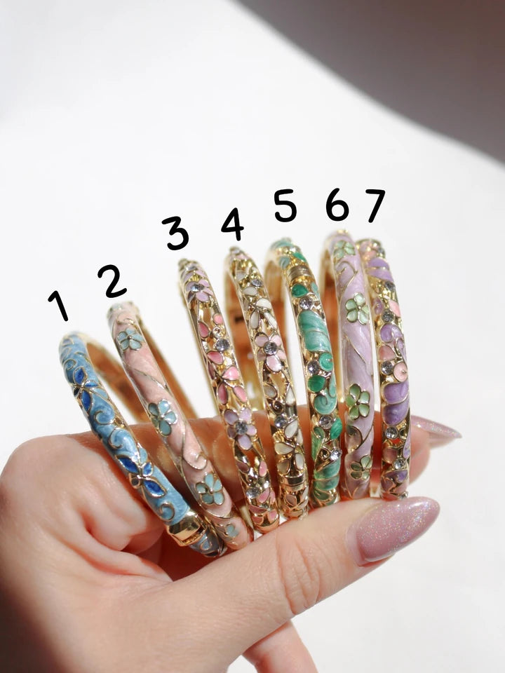 Colorful Flower Enamel Cuff Bracelet Vol. 4