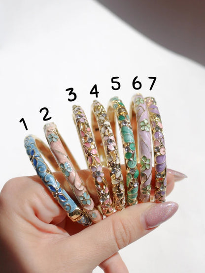 Colorful Flower Enamel Cuff Bracelet Vol. 4