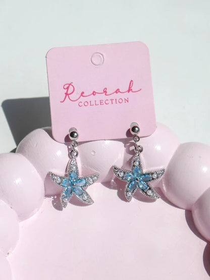 Pearl Blue Starfish Earrings