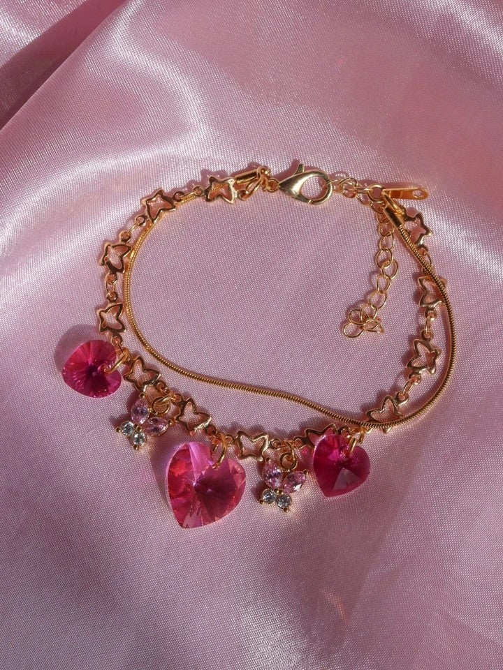 Pinkie Crystal Heart Bracelet