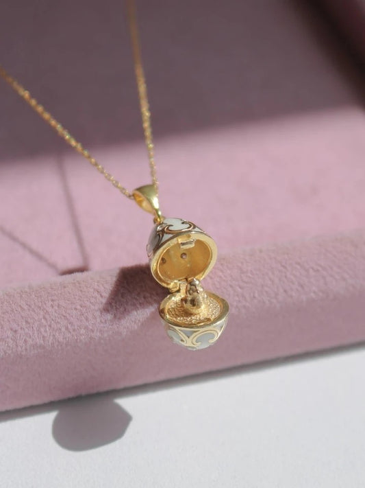 White Chick Easter Necklace 925 Sterling Silver