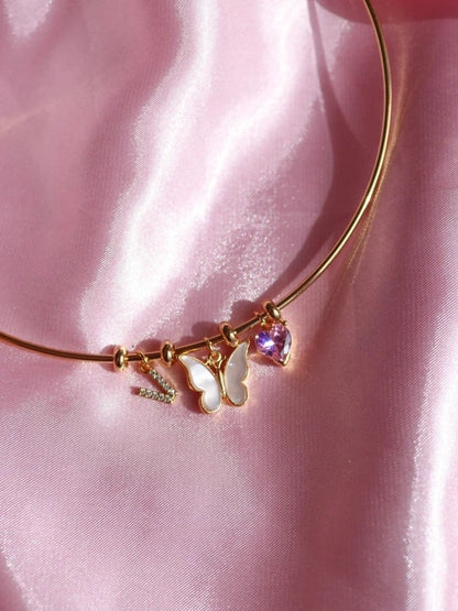 Butterfly Heart Hoop Necklace