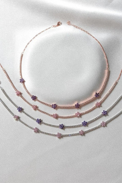 Daisy 925 Silver Zircon Stone Choker