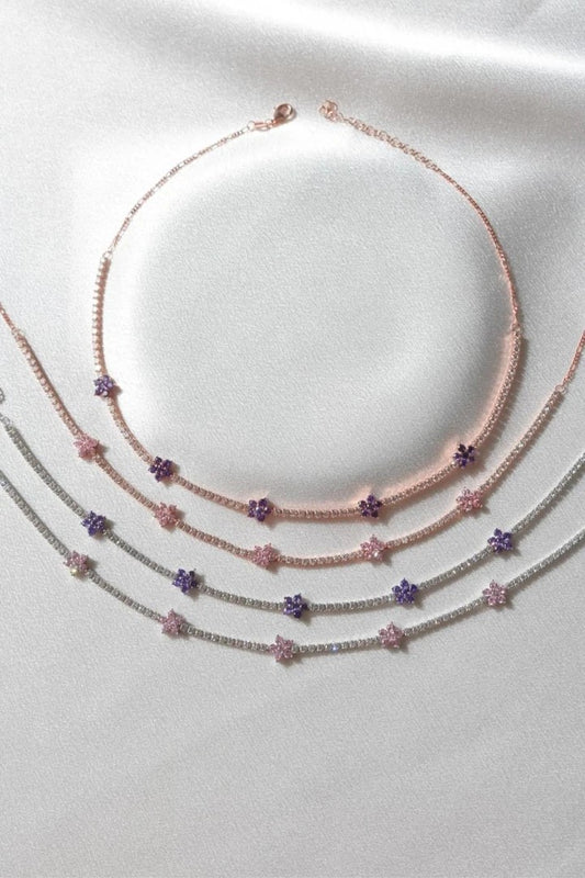 Daisy 925 Silver Zircon Stone Choker