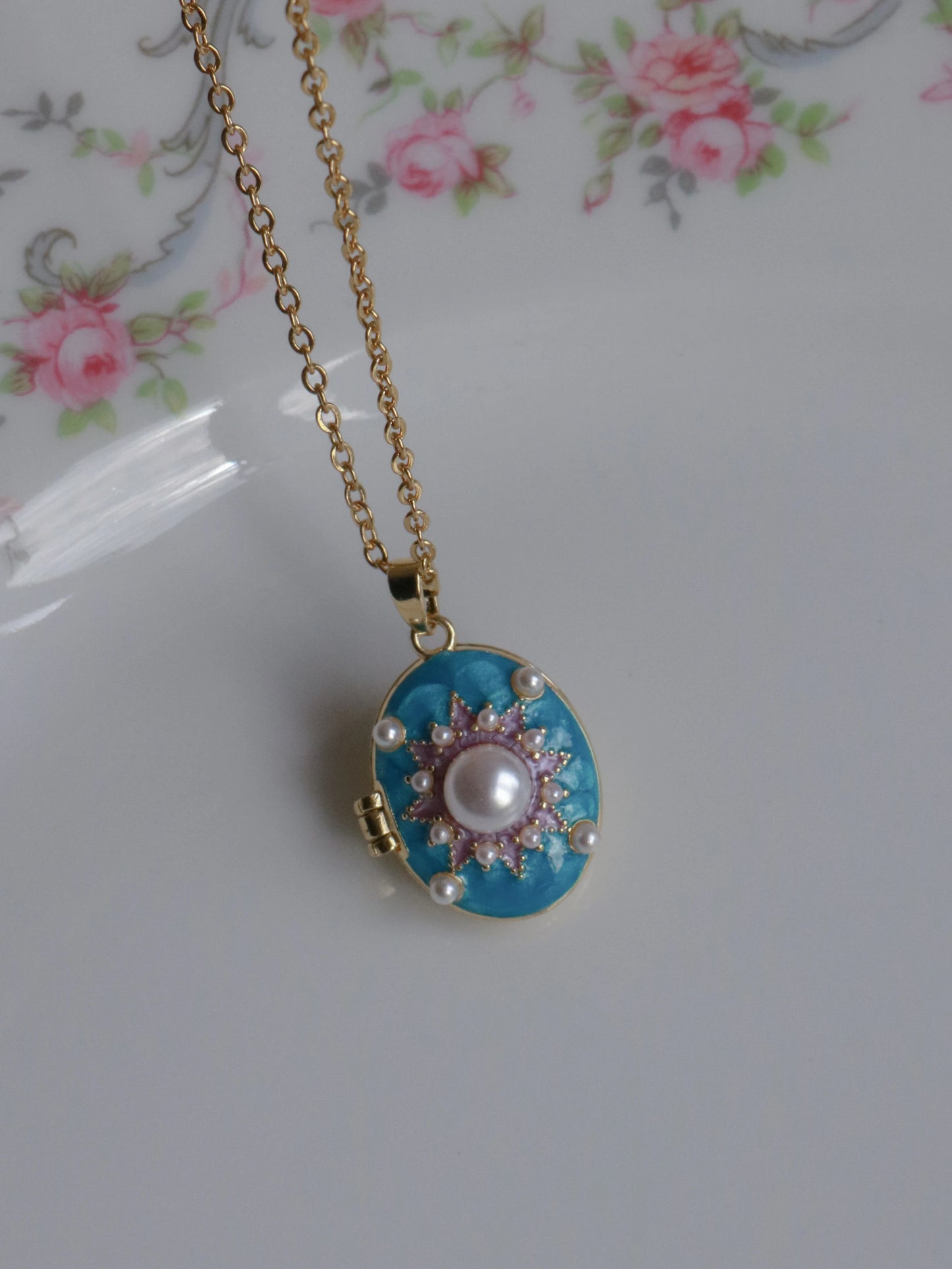 Blue Pearl Mirage Personalized Photo Locket Necklace