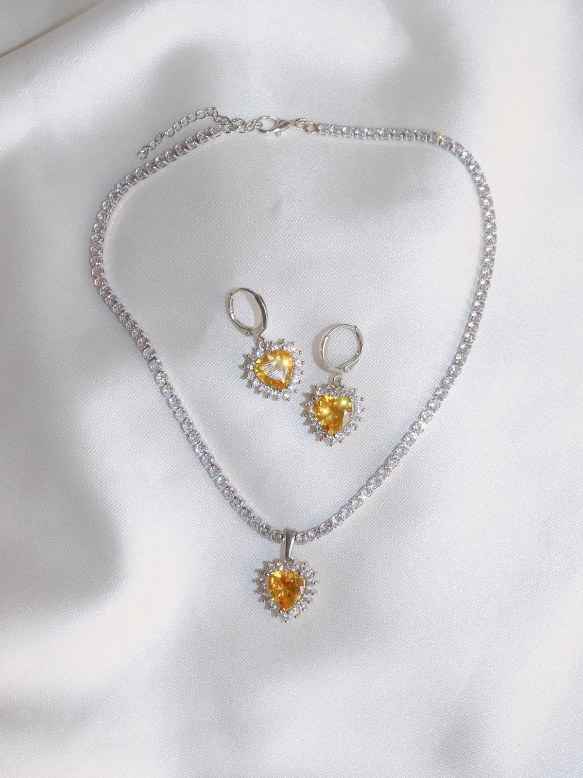 Royal Heart Choker Necklace and Earring Set