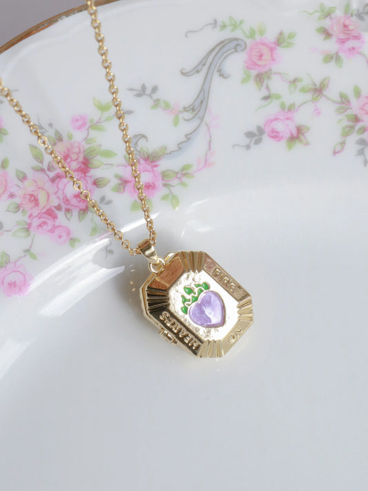 Purple Hearts On Fire Personalized Photo Locket Necklace