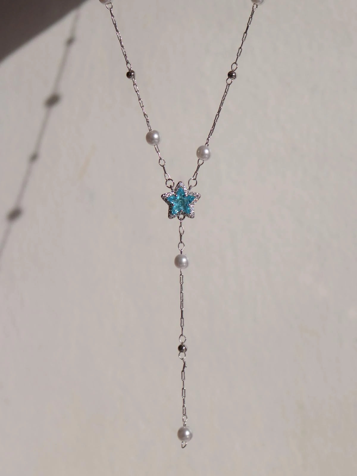 Blue Star Y Necklace