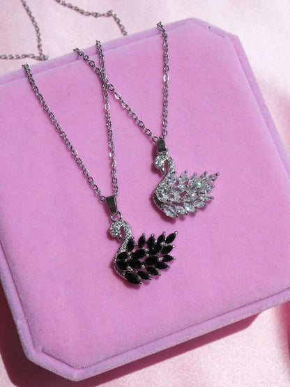 White Swan Black Swan Necklace Steel