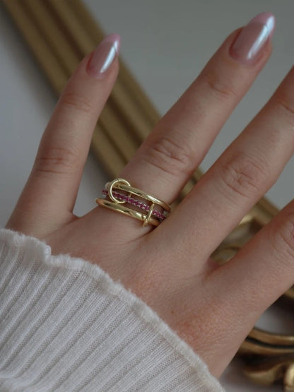 Pink Multiple 925 Silver Ring