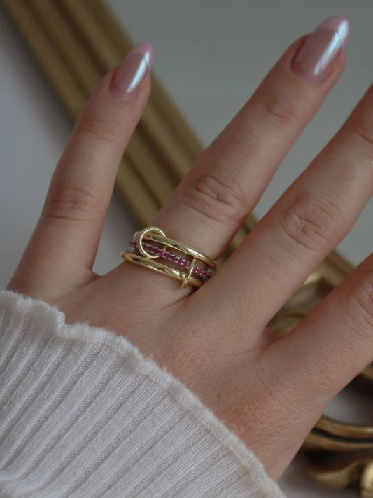 Pink Multiple 925 Silver Ring