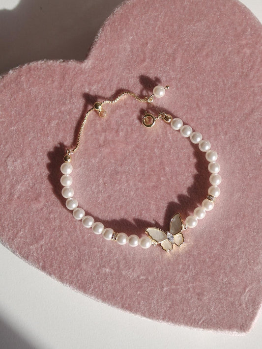 White Pearl Wing Elevator Bracelet