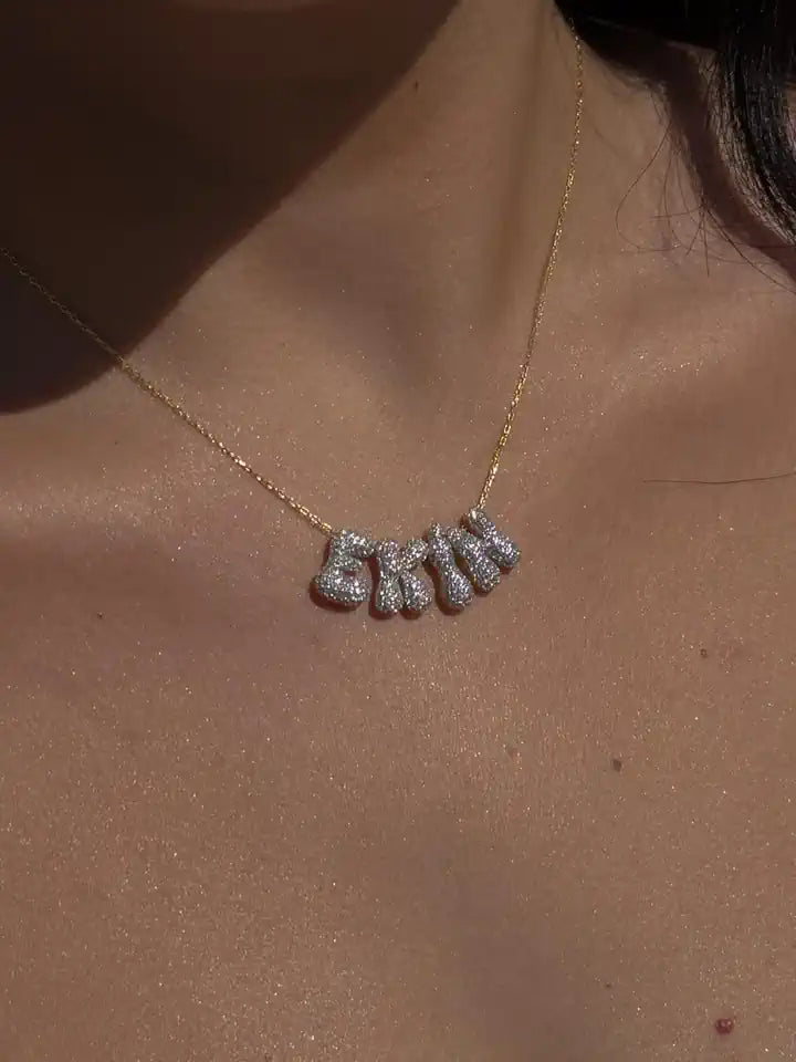 Dazzle Spark Personalized Name 925 Silver Necklace