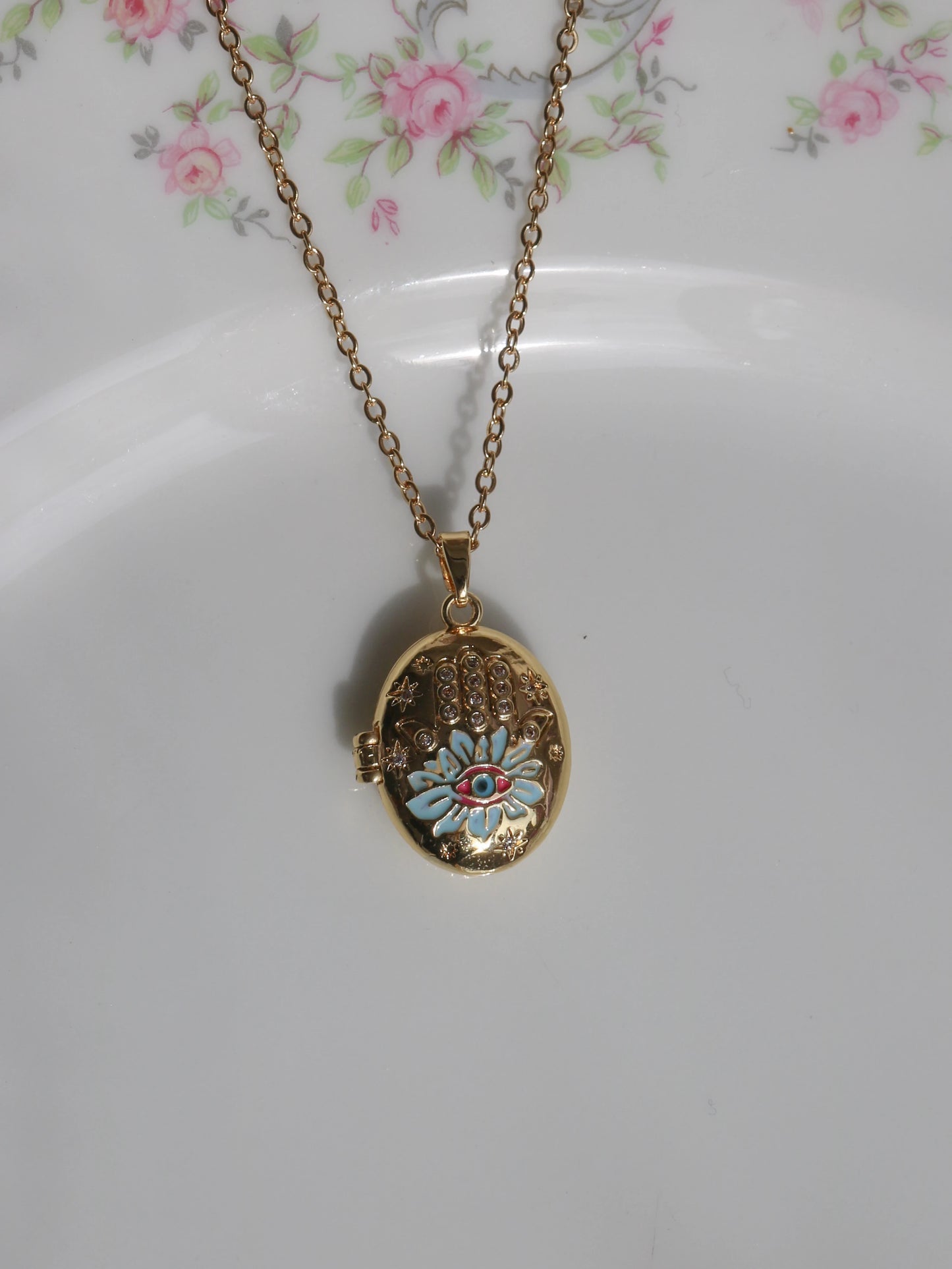 Fatima Hand Personalized Photo Locket Necklace