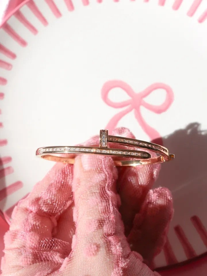 Studded Nail Steel Bracelet with Stone