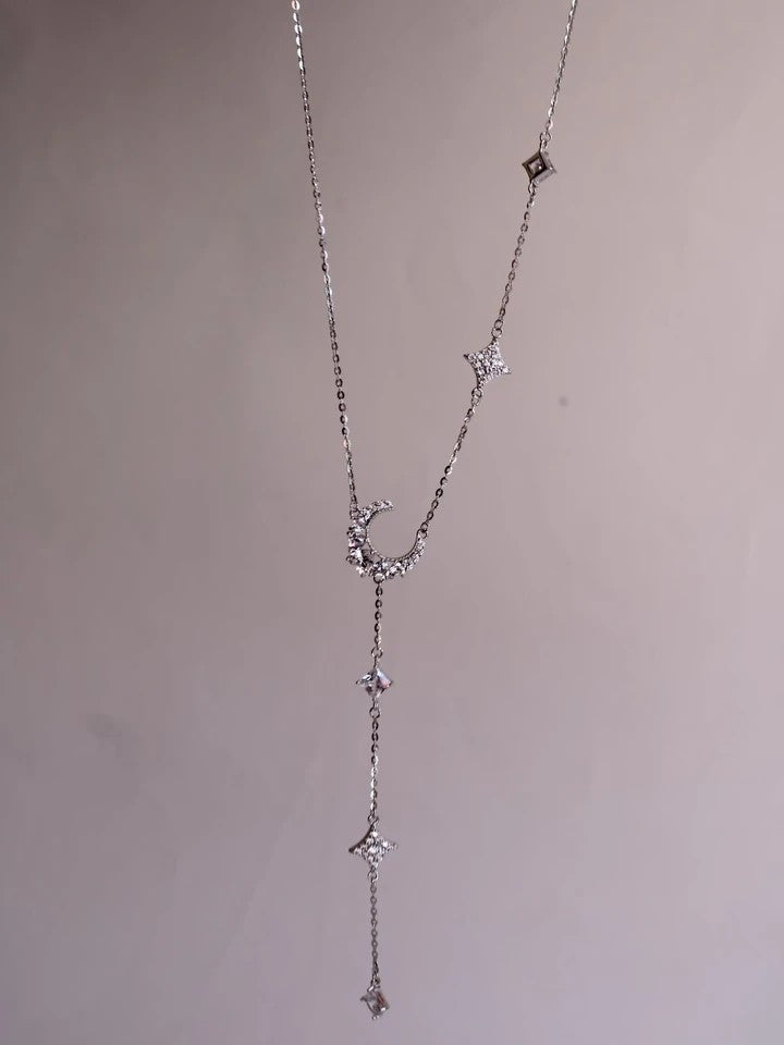Moon And Stars 925 Silver Necklace