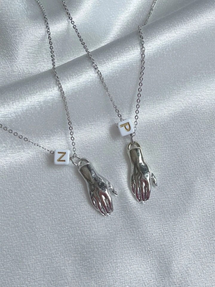 Hold My Hand Initial Magnet Necklace