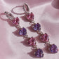 4-Piece Pink Lilac Heart Earrings