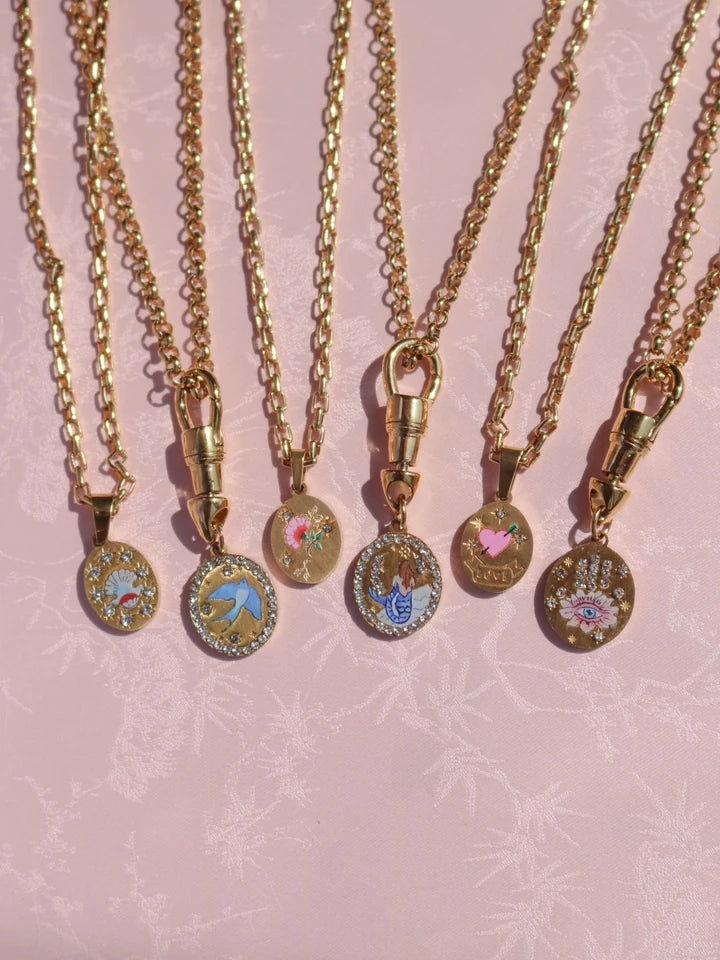 Vintage Abonica Flower Steel Necklace