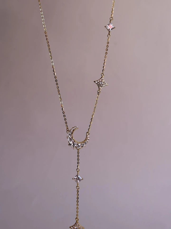 Moon And Stars 925 Silver Necklace